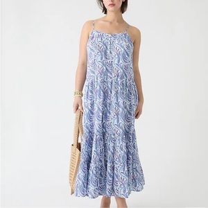 J. Crew Tiered Cotton Voile Shift Dress In Purple Paisley Small